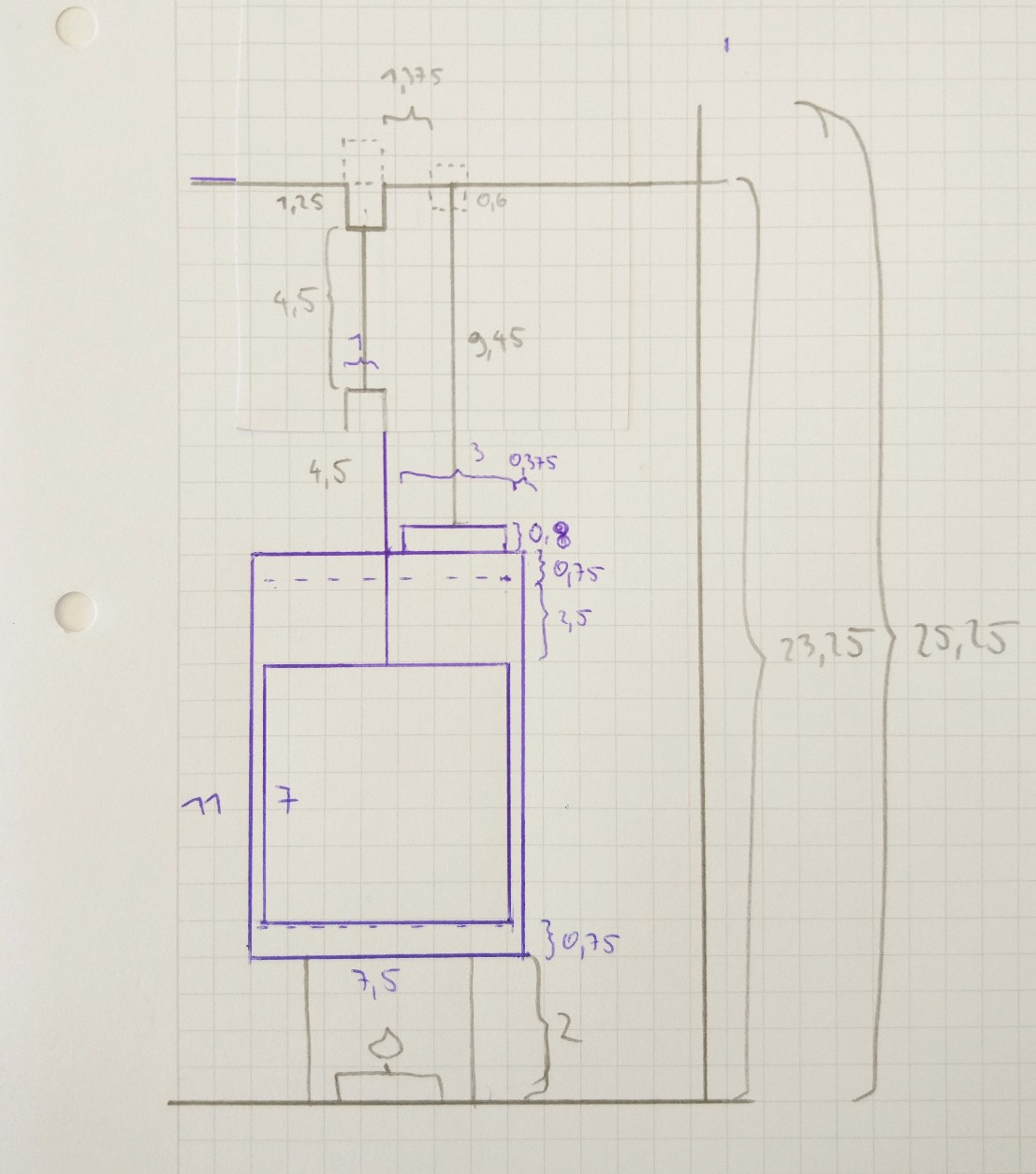 Measurements in centimeters