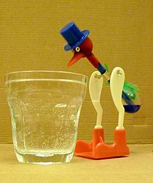 Self acting heat engine drinking bird